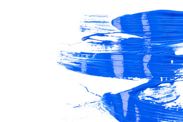 Blue traces of paint isolated on a white background