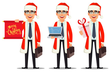 Business man in Santa Claus costume