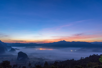 Morning mist at Phu Langka, Thailand