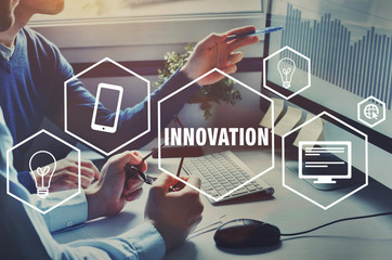innovation technology for business, innovative idea, concept with icons