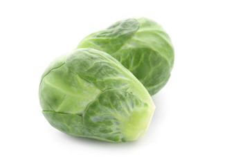 Fresh brussels sprouts on white background