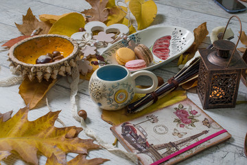 Autumn composition with objects