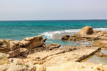 view of the Mediterranean Sea in the region of Caesarea Israel
