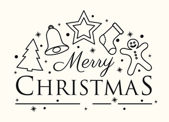 Concept of Christmas card with festive oraments. Vector.