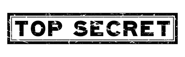 Grunge black top secret word square rubber seal stamp on white background