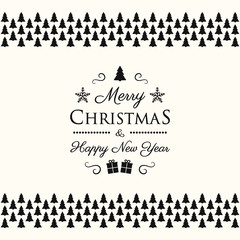 Merry Christmas and Happy New Year - calligraphy in retro style with ornaments. Vector.