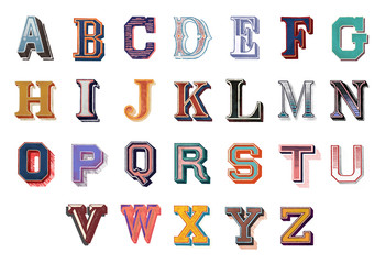 The Alphabet set of capital vintage letters