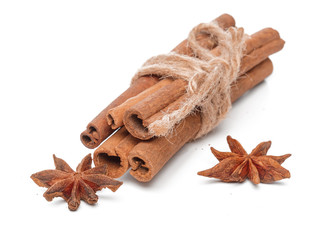 Cinnamon sticks isolated on white background