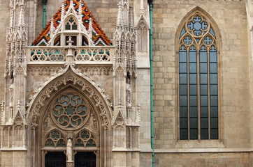 Matthias church door and window detail Budapest Hungary