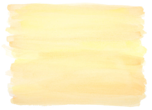 Yellow Watercolor Background With Visible Brushstrokes And Frayed Edges