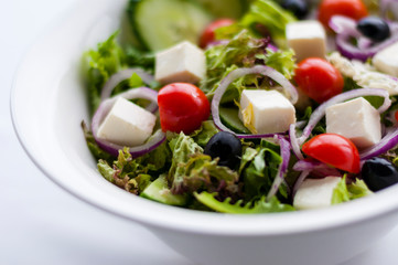 Mozzarella cheese with vegetables salad