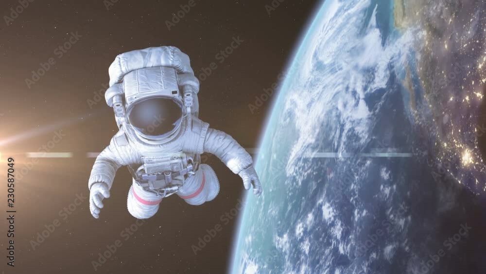 Canvas Prints spaceman in space. 3d animation, 4k