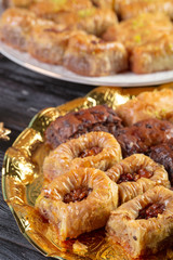 Baklava, Turkish dessert made of thin pastry, nuts and honey