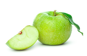 Ripe green apple isolated on a white background
