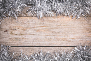 happy christmas concept with grey decoration on wooden