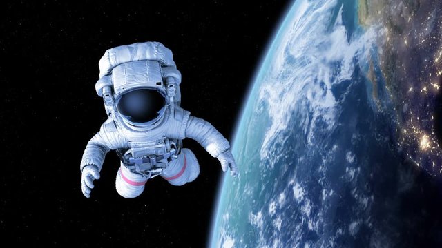 Astronaut in Space. 3d animation, 4K