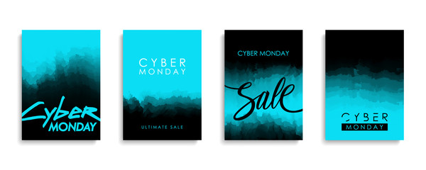 Cyber Monday Sale promotional flyers or covers set for cyber monday discount shopping, business, commerce and advertising. Vector illustration.
