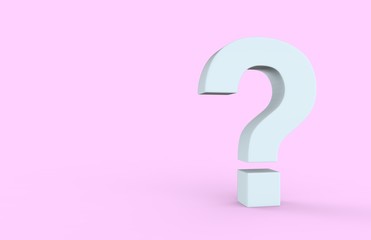 Question mark on pink background with shadow, 3d illustration