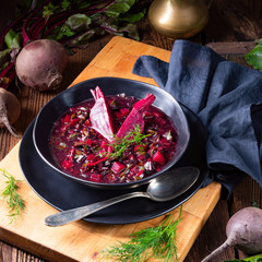 delicious red pray soup after Russian style