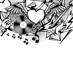 Naklejka premium Rock and roll music print.