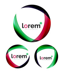 Set of geometric shape convergence logo design templates