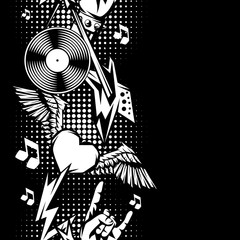 Obraz premium Rock and roll music seamless pattern.