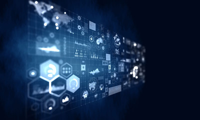 Innovative technology background. Mixed media