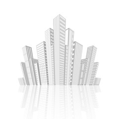 Obraz premium Building and city illustration. Illustration isolated on white background. Graphic concept for your design