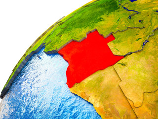Angola on 3D Earth model with visible country borders.
