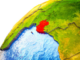 Gabon on 3D Earth model with visible country borders.