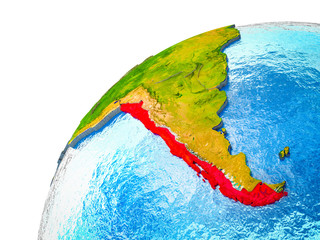 Chile on 3D Earth model with visible country borders.