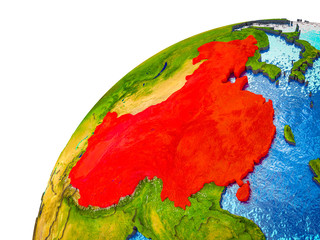 China on 3D Earth model with visible country borders.