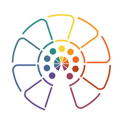 Obraz premium Infographic Semicircle template from colourful lines with text areas on nine positions