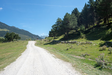 Road to Montgarri through the mountain of Aran Valley