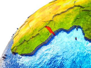 Togo on 3D Earth model with visible country borders.