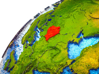 Belarus on 3D Earth model with visible country borders.