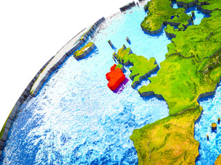 Ireland on 3D Earth model with visible country borders.