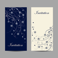 Set of vertical banners. Beautiful winter pattern with snowflakes and swirls