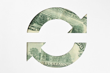 Circle arrows made of dollar banknotes -  Money circulation concept