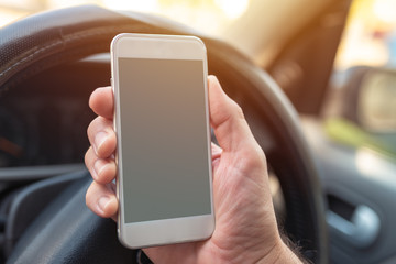 Using smartphone in car, mock up screen