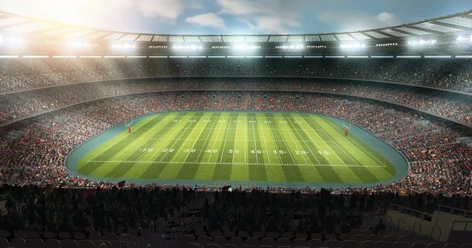 4k footage of an American football stadium. The stadium was made in 3d without using existing references. 