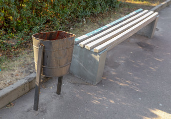 Urn near the park bench