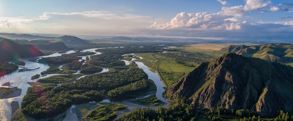 View on top river Abakan in Khakasia.