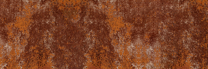 Panorama of grunge rusted metal texture, rust and oxidized metal background. Old metal iron panel.