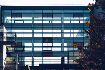 October 19, 2018. Germany Helios Klinikum Krefeld. Silhouette Doctor doctor people walk moving...