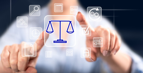 Woman touching a business compliance