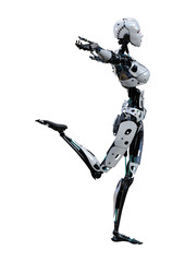 3D Rendering Female Robot on White