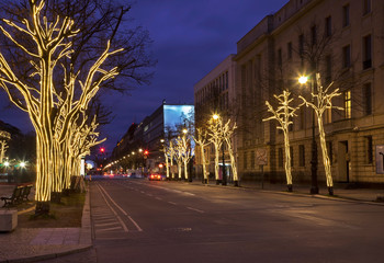 Fototapeta premium Holiday decorations of Unter den Linden street in Berlin. Germany