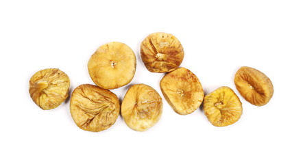 Dry figs isolated on white background, top view
