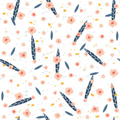 Fototapeta na wymiar Floral seamless pattern. Fashion textile print. Vector hand drawn illustration.